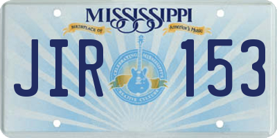 MS license plate JIR153