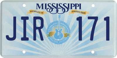 MS license plate JIR171