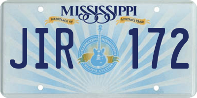 MS license plate JIR172