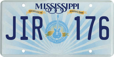 MS license plate JIR176