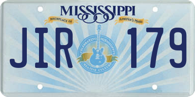 MS license plate JIR179