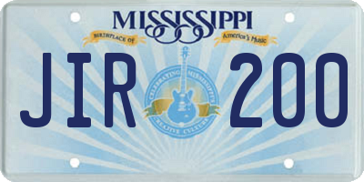 MS license plate JIR200