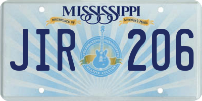 MS license plate JIR206