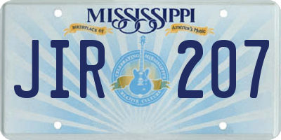 MS license plate JIR207