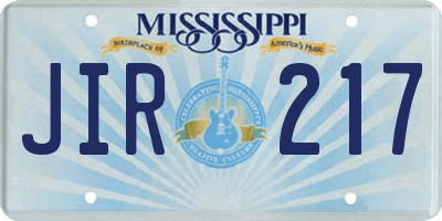 MS license plate JIR217