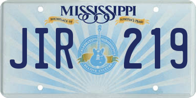MS license plate JIR219
