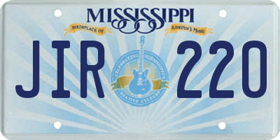 MS license plate JIR220
