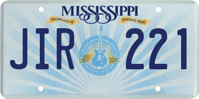 MS license plate JIR221