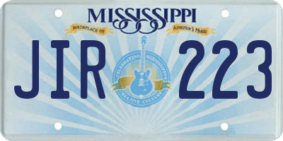 MS license plate JIR223