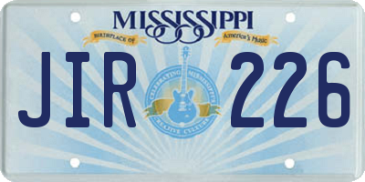 MS license plate JIR226