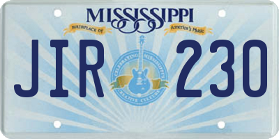 MS license plate JIR230