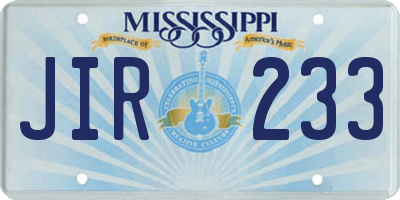 MS license plate JIR233