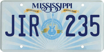 MS license plate JIR235