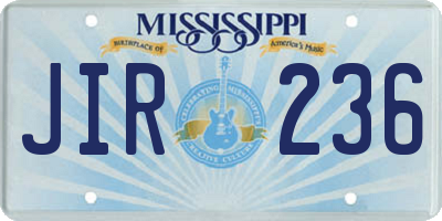 MS license plate JIR236