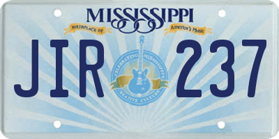 MS license plate JIR237