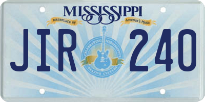 MS license plate JIR240