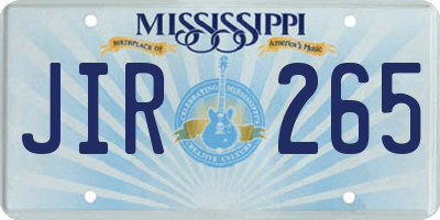 MS license plate JIR265