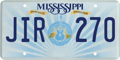 MS license plate JIR270