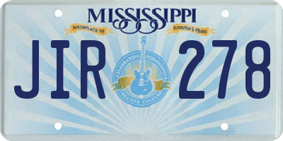MS license plate JIR278