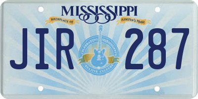 MS license plate JIR287