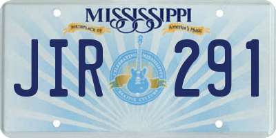 MS license plate JIR291