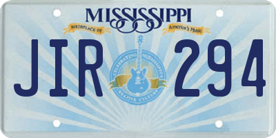 MS license plate JIR294