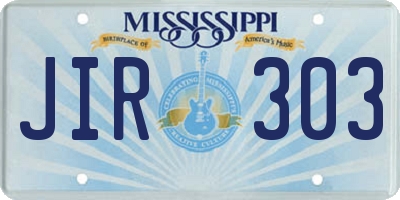 MS license plate JIR303