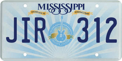 MS license plate JIR312