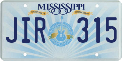 MS license plate JIR315
