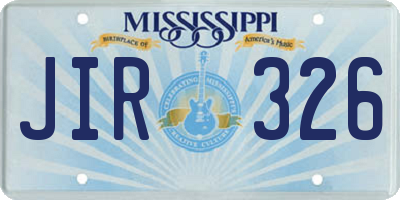 MS license plate JIR326