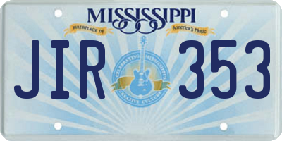 MS license plate JIR353