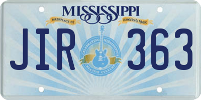 MS license plate JIR363