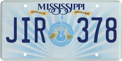 MS license plate JIR378