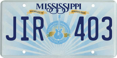 MS license plate JIR403