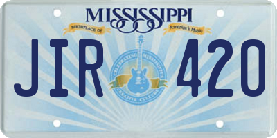MS license plate JIR420