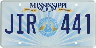 MS license plate JIR441