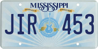 MS license plate JIR453