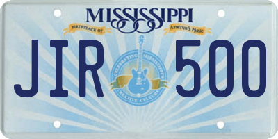 MS license plate JIR500
