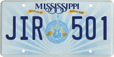 MS license plate JIR501
