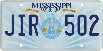 MS license plate JIR502
