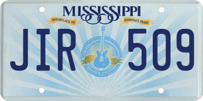 MS license plate JIR509