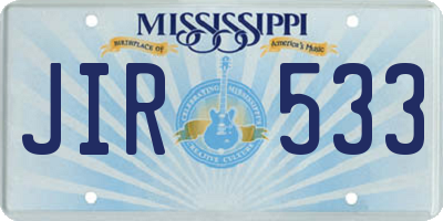 MS license plate JIR533
