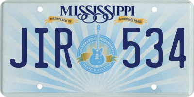 MS license plate JIR534