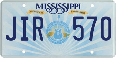 MS license plate JIR570