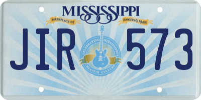 MS license plate JIR573
