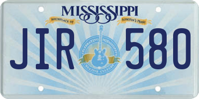 MS license plate JIR580