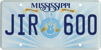 MS license plate JIR600