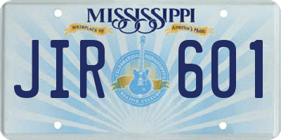 MS license plate JIR601