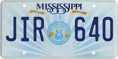 MS license plate JIR640