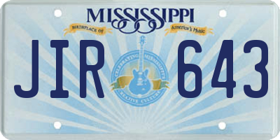 MS license plate JIR643